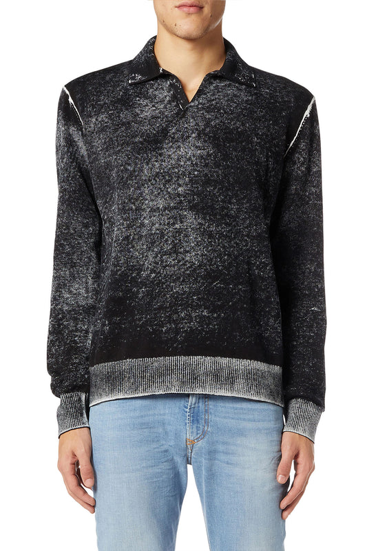 Polo jumper with faded reverse print (2)