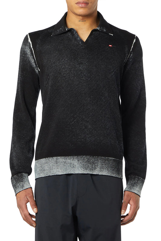 Polo jumper with faded reverse print