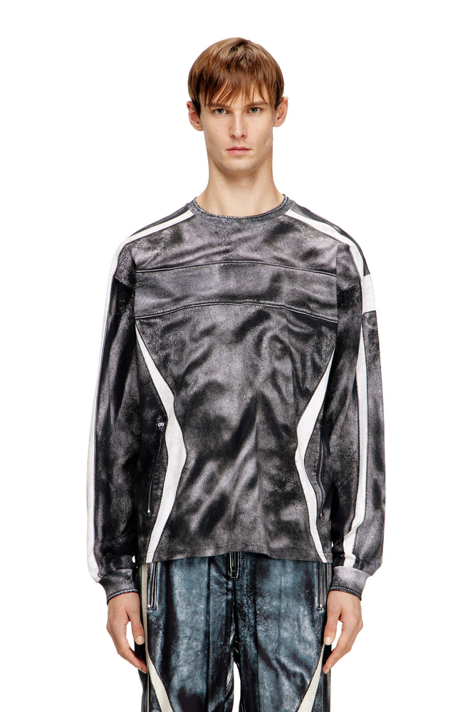 Long-sleeve T-shirt with trompe l'oeil print