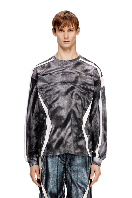 Long-sleeve T-shirt with trompe l'oeil print