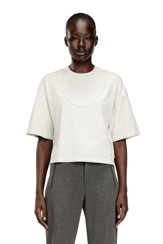 Crop T-shirt with embossed Oval D