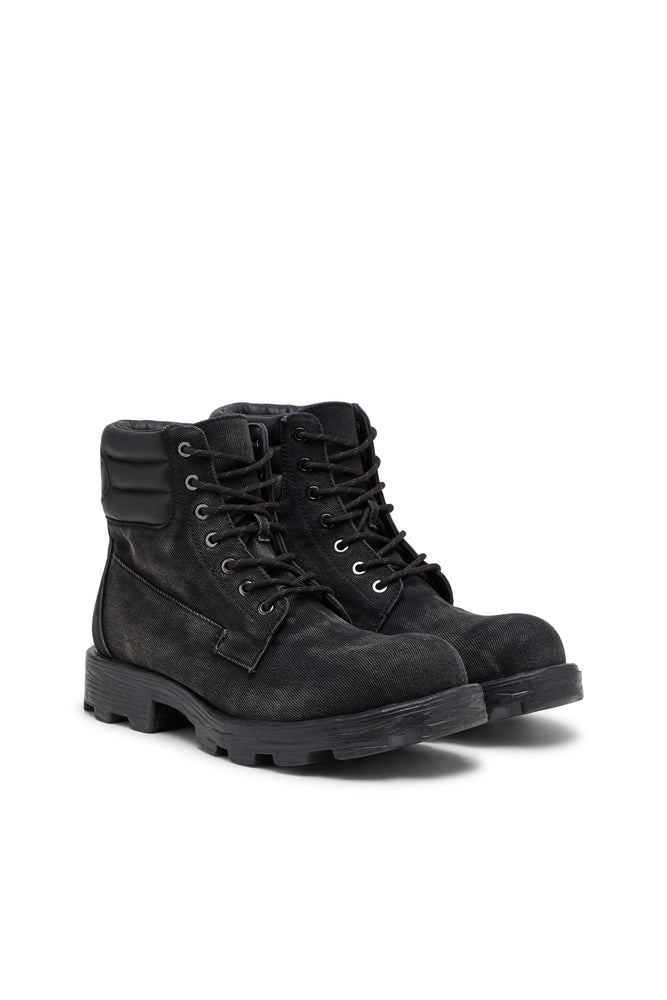 D-Hammer-Combat boots in denim and leather (1)