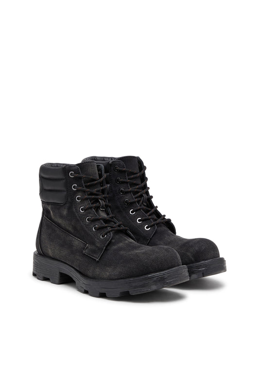 D-Hammer-Combat boots in denim and leather (1)