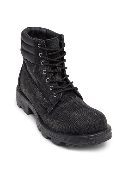 D-Hammer-Combat boots in denim and leather (5)