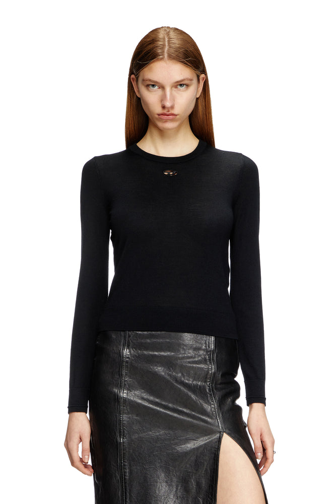 Wool jumper with cut-out logo