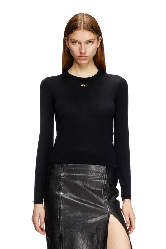 Wool jumper with cut-out logo