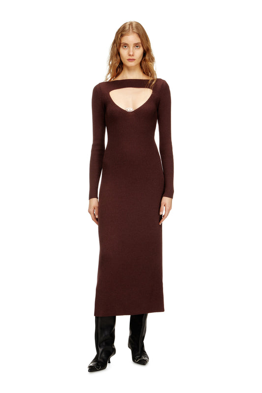 Midi wool dress with inlay