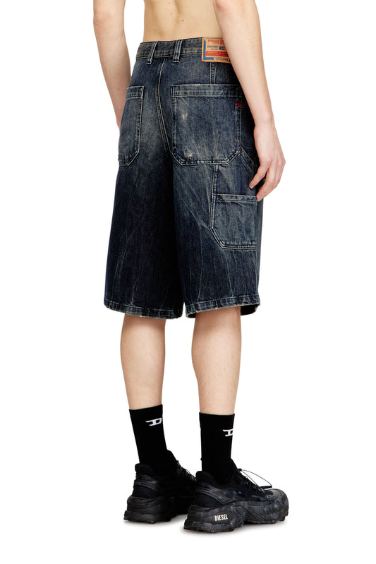 Relaxed denim shorts with abrasions (1)