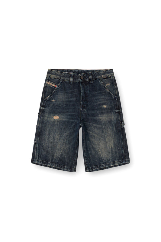 Relaxed denim shorts with abrasions (3)