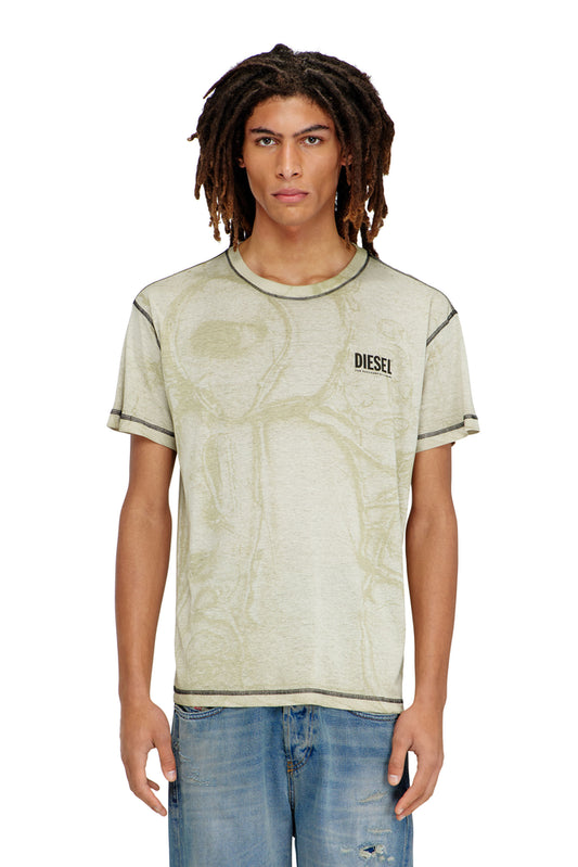 Hemp-cotton T-shirt with all-over print