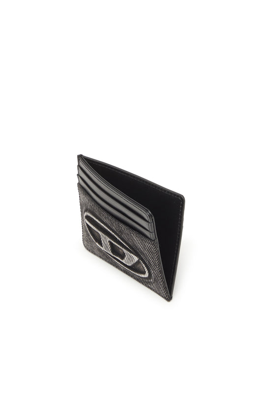Card holder in washed cotton and leather (2)