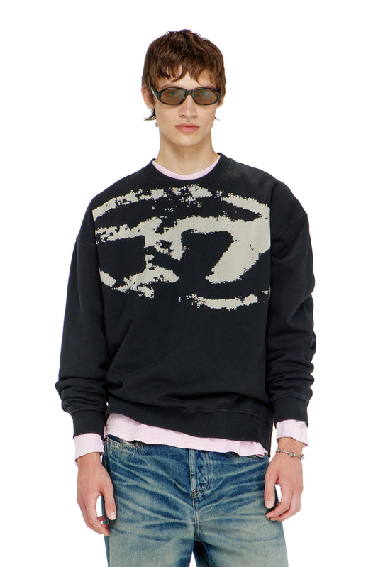 Cotton sweatshirt with flocked Oval D