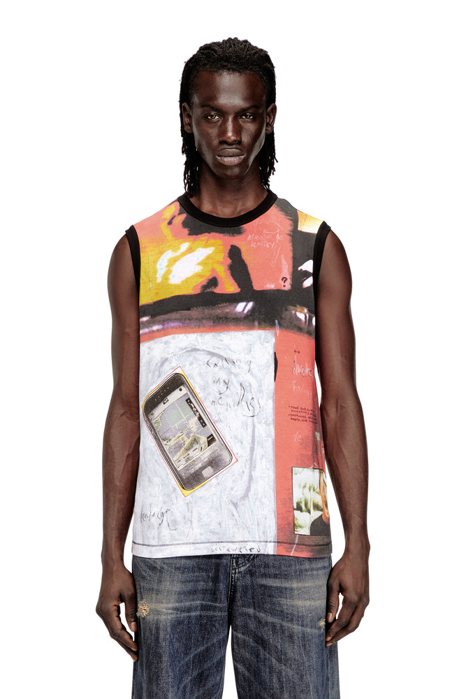 Tank top in printed stretch jersey