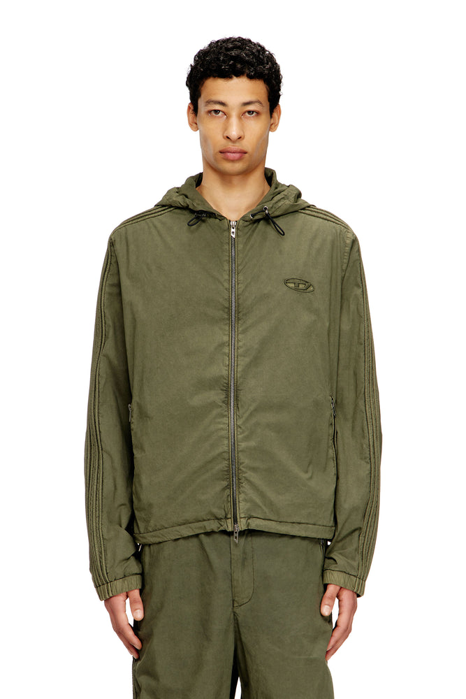 Hooded zip-up jacket in cotton poplin