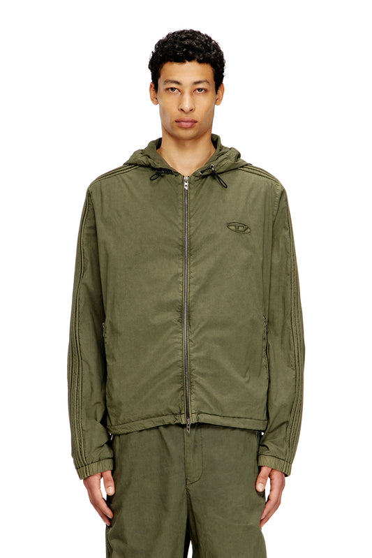 Hooded zip-up jacket in cotton poplin