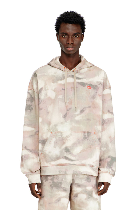 Hoodie in camouflage-print organic cotton