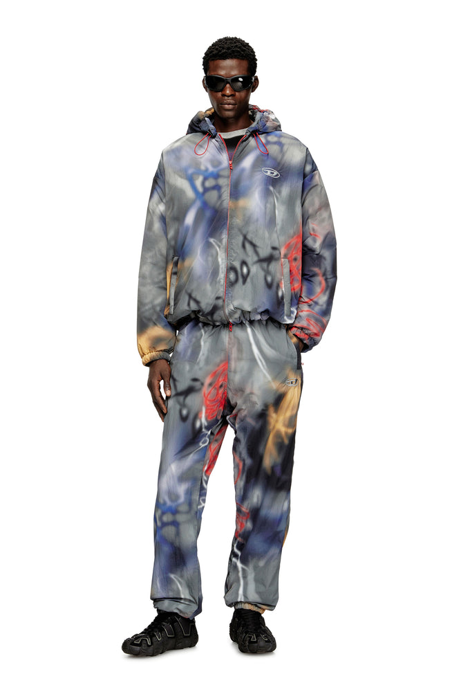 Padded windbreaker with graffiti print (3)