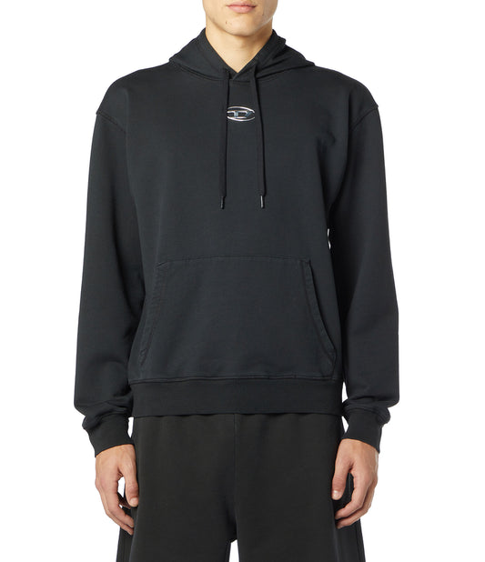 Cotton hoodie with metallic Oval D