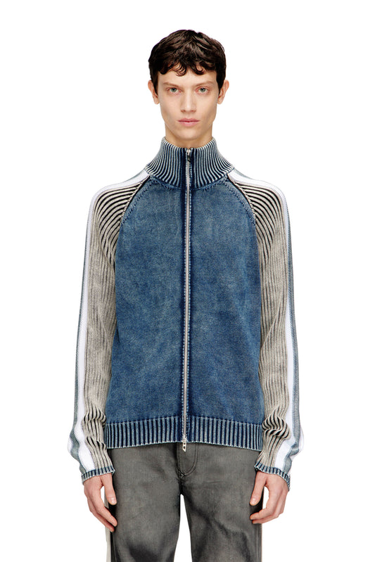 Zip-up cardigan with sporty bands