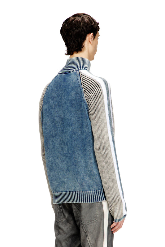 Zip-up cardigan with sporty bands (1)