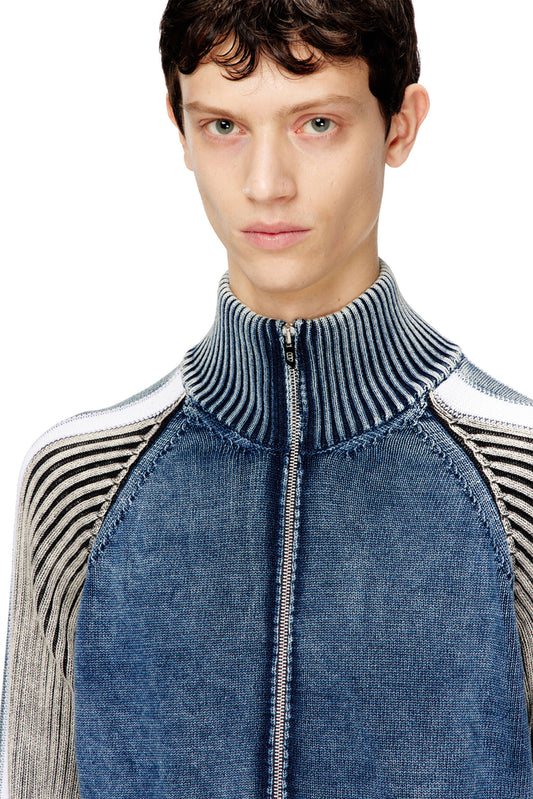 Zip-up cardigan with sporty bands (2)