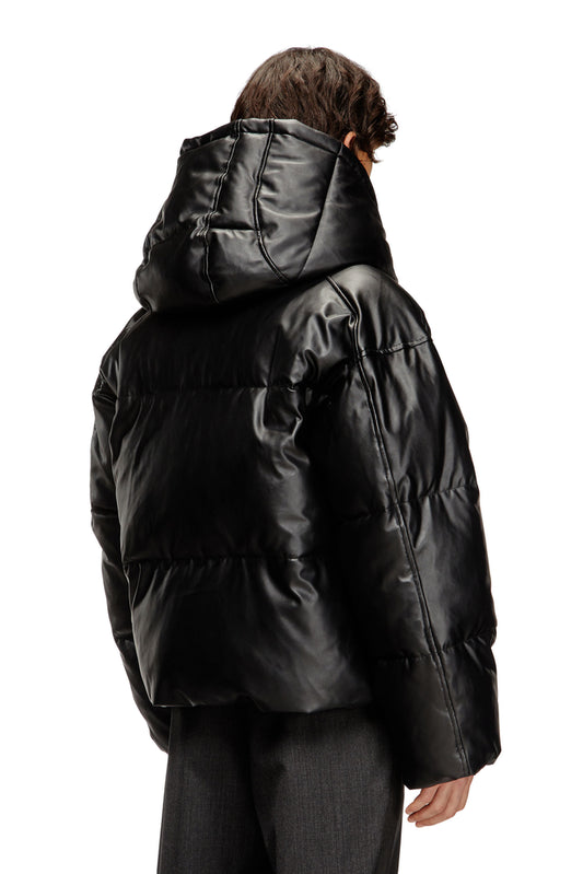 Hooded puffer jacket in coated fabric (1)