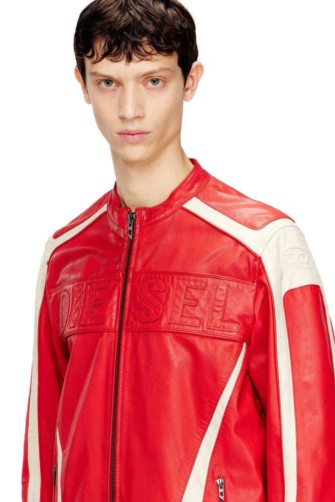 Colour-block leather biker jacket (2)
