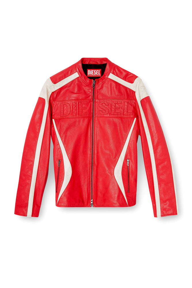 Colour-block leather biker jacket (4)