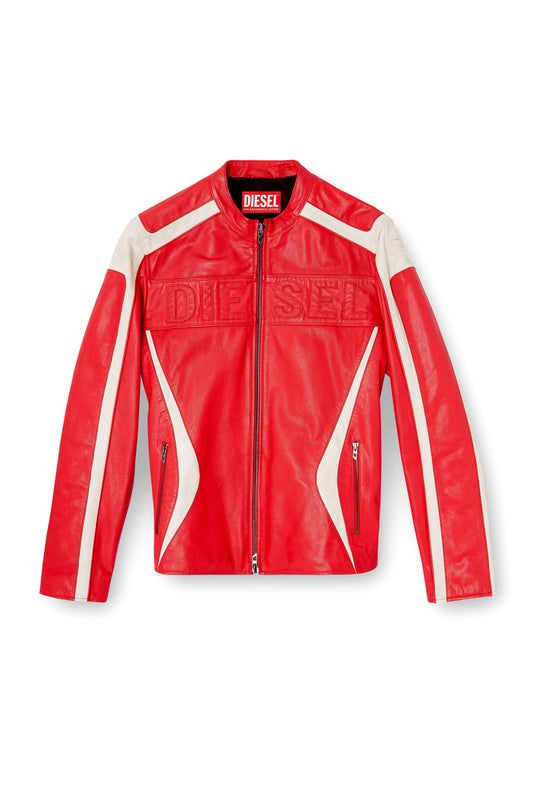 Colour-block leather biker jacket (4)