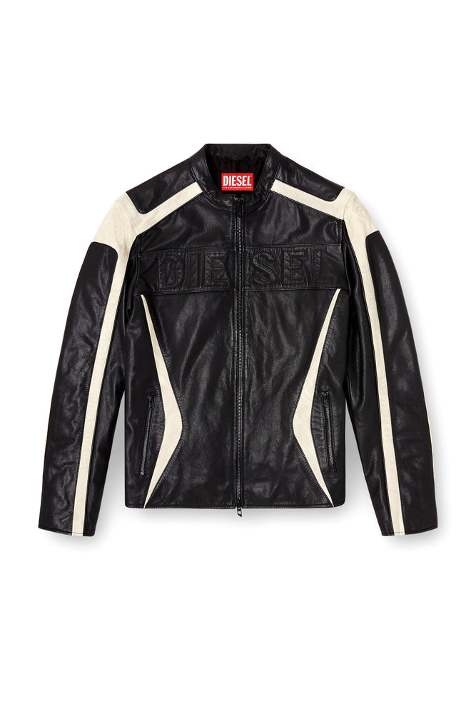 Colour-block leather biker jacket (4)