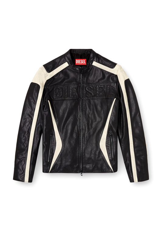 Colour-block leather biker jacket (4)