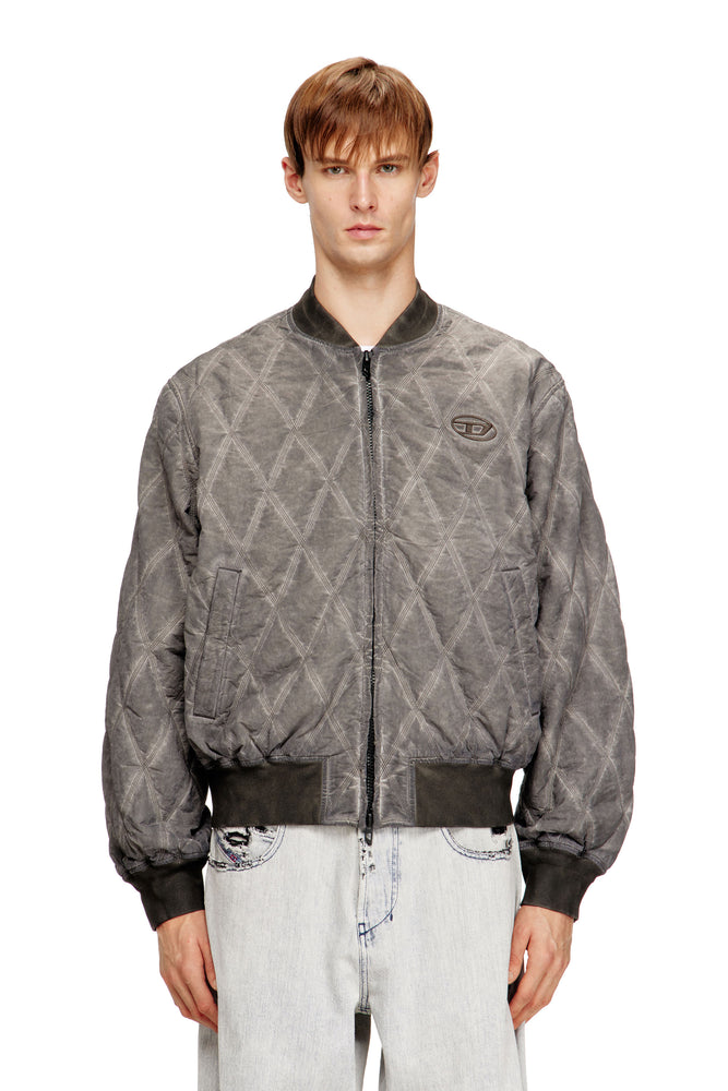Padded argyle-quilted bomber jacket