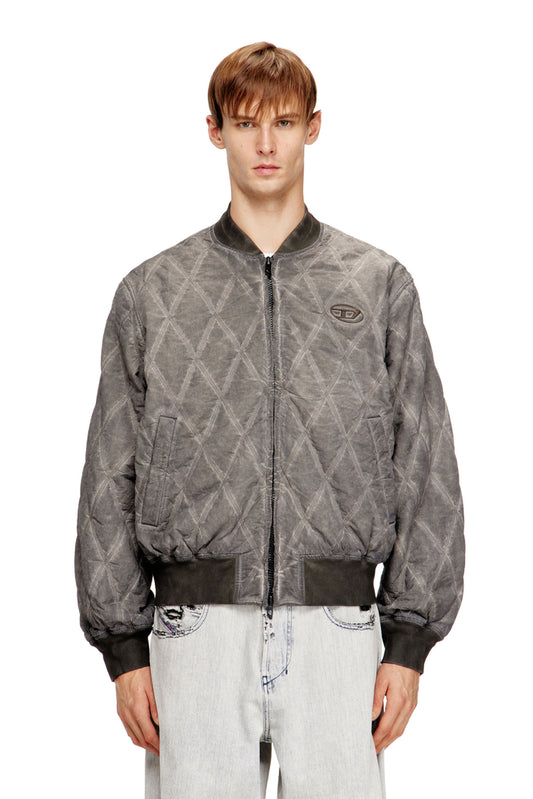 Padded argyle-quilted bomber jacket