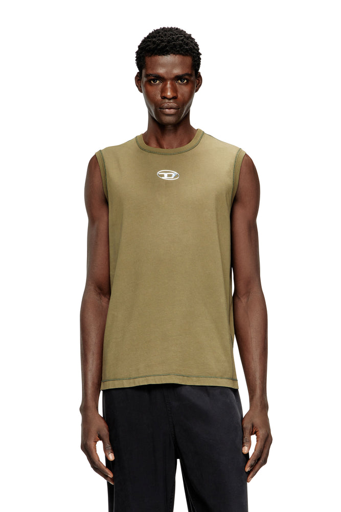 Cotton tank top with metallic Oval D