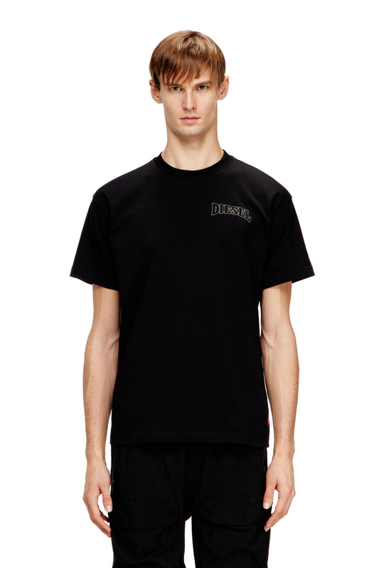 Regular cotton T-shirt with Diesel embroidery