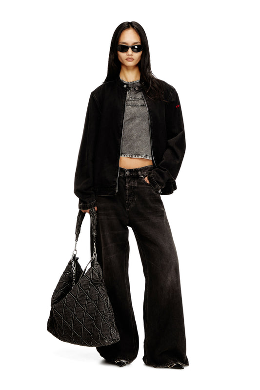 Slim top with denim applications (2)