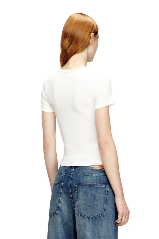 Slim ribbed T-shirt with metallic Oval D (1)