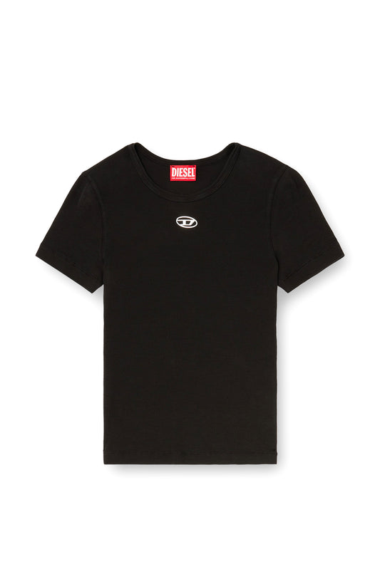 Slim ribbed T-shirt with metallic Oval D (3)