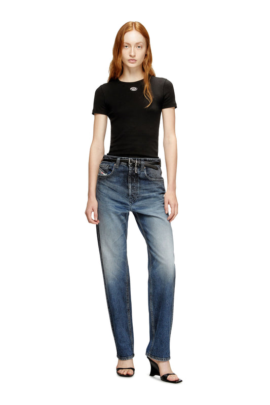Slim ribbed T-shirt with metallic Oval D (2)