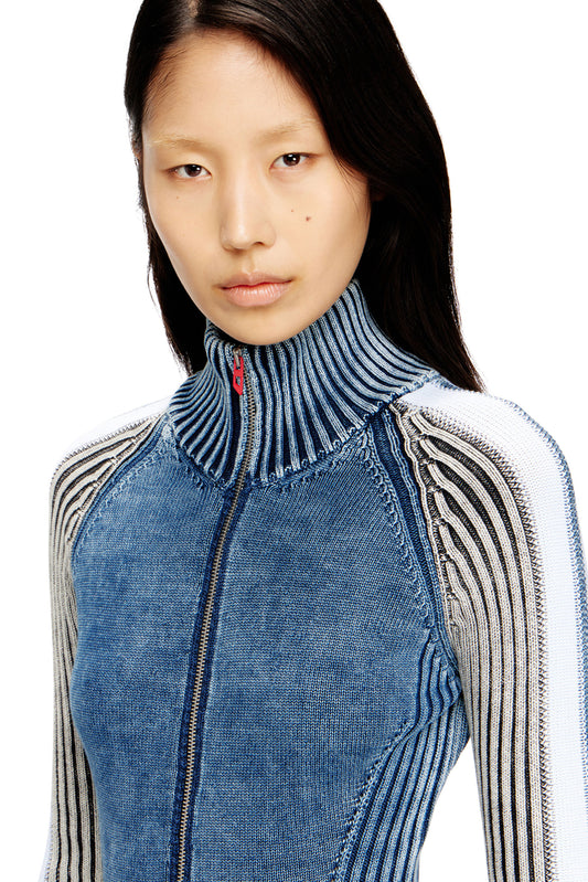 Turtleneck short dress in indigo knit (2)