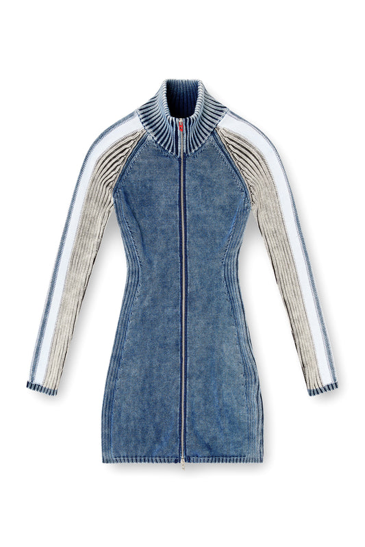 Turtleneck short dress in indigo knit (4)