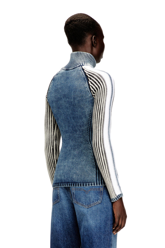 Zip-up cardigan with sporty bands (1)