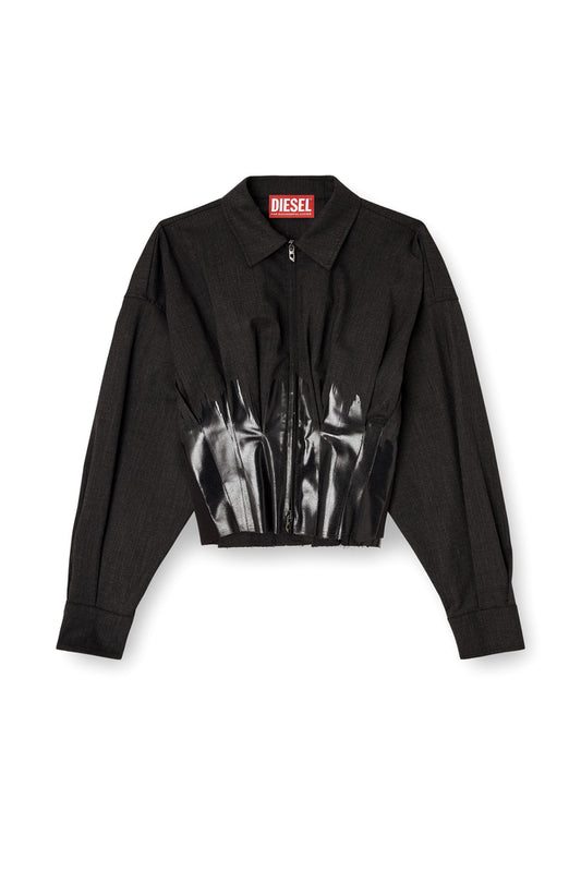Tailoring shirt-jacket with coated pleats (4)