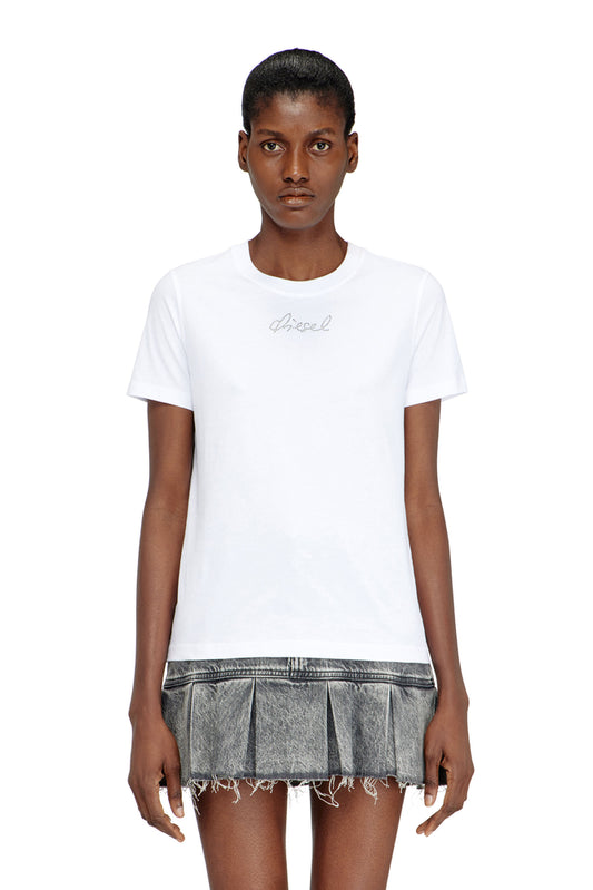 Jersey top with round neck and small Diesel logo embroidery