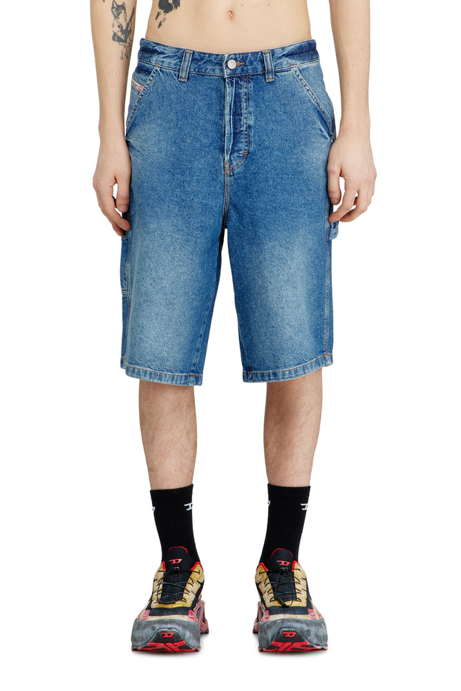 Utility-style denim shorts