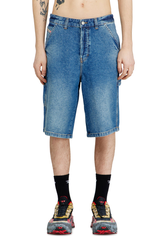 Utility-style denim shorts