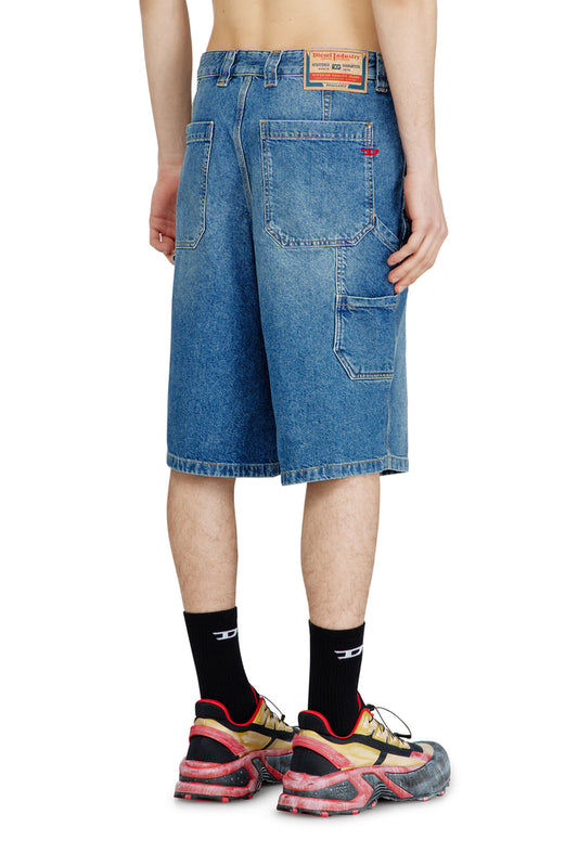 Utility-style denim shorts (1)