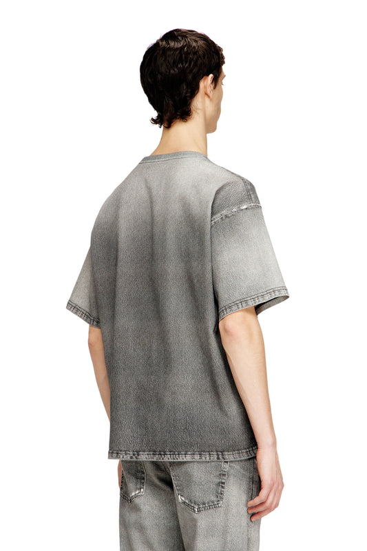 Denim T-shirt with trompe l'oeil treated effect (1)