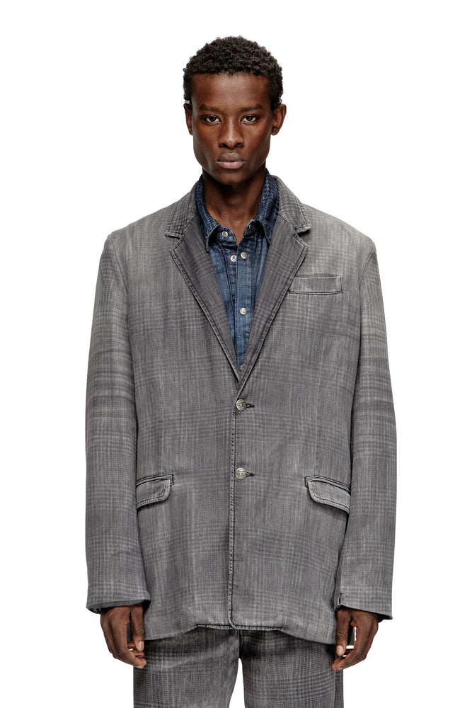 Blazer in patterned denim