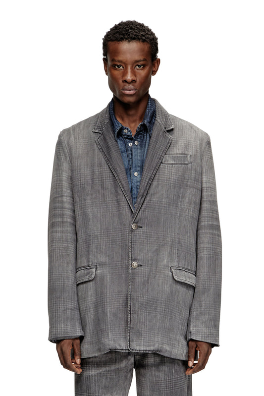 Blazer in patterned denim